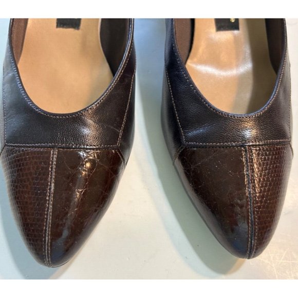 Women's Easy Spirit Brown Kid Reptile Slip On Size 9 Dress Shoe Primavera - Picture 2 of 10